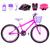 Bicicleta Feminina Aro 24 Aero + Kit Proteção Pink, Violeta
