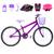 Bicicleta Feminina Aro 24 Aero + Kit Proteção Violeta, Lilás