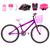 Bicicleta Feminina Aro 24 Aero + Kit Proteção Violeta, Rosa