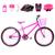 Bicicleta Feminina Aro 24 Aero + Kit Proteção Pink