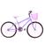 Bicicleta Feminina Aro 24 Alumínio Colorido Freios V-Brake Sem Marcha + Cesta e Descanso Lateral Lilás, Rosa