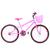 Bicicleta Feminina Aro 24 Alumínio Colorido Freios V-Brake Sem Marcha + Cesta e Descanso Lateral Rosa, Pink