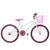 Bicicleta Feminina Aro 24 Alumínio Colorido Freios V-Brake Sem Marcha + Cesta e Descanso Lateral Branco, Pink