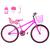 Bicicleta Feminina Aro 24 Alumínio Colorido Garrafinha Fon Fon Retrovisor + Cadeirinha de Boneca Pink