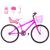 Bicicleta Feminina Aro 24 Alumínio Colorido Garrafinha Fon Fon Retrovisor + Cadeirinha de Boneca Pink, Rosa