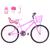 Bicicleta Feminina Aro 24 Alumínio Colorido Garrafinha Fon Fon Retrovisor + Cadeirinha de Boneca Rosa