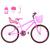 Bicicleta Feminina Aro 24 Alumínio Colorido Garrafinha Fon Fon Retrovisor + Cadeirinha de Boneca Rosa, Pink