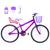 Bicicleta Feminina Aro 24 Alumínio Colorido Garrafinha Fon Fon Retrovisor + Cadeirinha de Boneca Violeta, Lilás