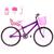 Bicicleta Feminina Aro 24 Alumínio Colorido Garrafinha Fon Fon Retrovisor + Cadeirinha de Boneca Violeta, Rosa