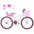 Bicicleta Feminina Aro 24 Alumínio Colorido Garrafinha Fon Fon Retrovisor + Cadeirinha de Boneca Branco, Pink