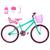 Bicicleta Feminina Aro 24 Alumínio Colorido Garrafinha Fon Fon Retrovisor + Cadeirinha de Boneca Verde água, Pink