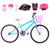 Bicicleta Feminina Aro 24 Alumínio Colorido + Kit Proteção Azul claro, Rosa