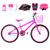 Bicicleta Feminina Aro 24 Alumínio Colorido + Kit Proteção Pink