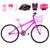 Bicicleta Feminina Aro 24 Alumínio Colorido + Kit Proteção Pink, Rosa