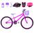 Bicicleta Feminina Aro 24 Alumínio Colorido + Kit Proteção Pink, Violeta