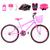 Bicicleta Feminina Aro 24 Alumínio Colorido + Kit Proteção Rosa, Pink