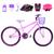 Bicicleta Feminina Aro 24 Alumínio Colorido + Kit Proteção Rosa, Violeta
