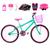 Bicicleta Feminina Aro 24 Alumínio Colorido + Kit Proteção Verde água, Pink