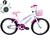 Bicicleta Infantil Aro 20 Feminina  Aro Aero + Rodinha de Treinamento - Wolf Bike Branco