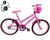 Bicicleta Infantil Aro 20 Feminina Com Cestinha + Rodinha Lateral  - WOLF BIKE Rosa