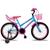 Bicicleta Infantil Aro 20 Feminino Com Cadeirinha De Boneca Cestinha e Rodinha Azul com rosa