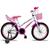 Bicicleta Infantil Aro 20 Feminino Com Cadeirinha De Boneca Cestinha e Rodinha Branco com rosa