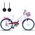 Bicicleta Infantil Aro 20 Retro Com Cestinha e Rodinhas Branco, Rosa