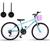 Bicicleta Infantil Aro 24 Com Cestinha e Rodinhas 18 Marcha Azul turquesa