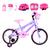 Bicicleta Infantil Feminina Aro 16 Alumínio Colorido + Kit Proteção Lilás, Rosa