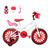 Bicicleta Infantil Feminina Aro 16 Nylon + Kit Passeio e Cadeirinha Branco, Vermelho