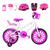 Bicicleta Infantil Feminina Aro 16 Nylon + Kit Premium Branco, Pink