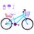 Bicicleta Infantil Feminina Aro 20 Aero + Kit Passeio e Cadeirinha Azul claro, Lilás