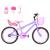 Bicicleta Infantil Feminina Aro 20 Aero + Kit Passeio e Cadeirinha Lilás, Rosa