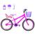 Bicicleta Infantil Feminina Aro 20 Aero + Kit Passeio e Cadeirinha Pink, Violeta