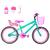 Bicicleta Infantil Feminina Aro 20 Aero + Kit Passeio e Cadeirinha Verde água, Pink