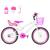 Bicicleta Infantil Feminina Aro 20 Aero + Kit Passeio e Cadeirinha Branco, Pink