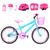 Bicicleta Infantil Feminina Aro 20 Aero + Kit Proteção Azul claro, Rosa
