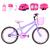 Bicicleta Infantil Feminina Aro 20 Aero + Kit Proteção Lilás, Rosa