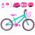 Bicicleta Infantil Feminina Aro 20 Aero + Kit Proteção Verde água, Pink