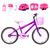 Bicicleta Infantil Feminina Aro 20 Aero + Kit Proteção Violeta, Rosa