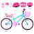 Bicicleta Infantil Feminina Aro 20 Alumínio Colorido + Kit Premium Azul claro, Rosa