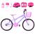Bicicleta Infantil Feminina Aro 20 Alumínio Colorido + Kit Proteção + Cestinha + Roda Lateral Lilás, Rosa