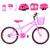 Bicicleta Infantil Feminina Aro 20 Alumínio Colorido + Kit Proteção + Cestinha + Roda Lateral Rosa, Pink