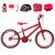 Bicicleta Infantil Masculina Aro 20 Aero + Kit Proteção Vermelho