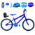Bicicleta Infantil Masculina Aro 20 Alumínio Colorido + Kit Premium Azul