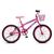 Bicicleta Jully Aro 20 Quadro 20 Aço Carbono Freios V-Brake Guidão Downhill com Cestinha - Colli Bike Rosa neon
