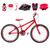 Bicicleta Masculina Aro 24 Aero + Kit Proteção Sem Marcha Freio V-brake Vermelho