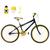 Bicicleta Masculina Aro 24 Alumínio Colorido + Garrafinha Fon Fon Retrovisor Freios V-Brake Preto, Amarelo