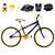Bicicleta Masculina Aro 24 Alumínio Colorido + Kit Proteção Preto, Amarelo
