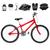 Bicicleta Masculina Aro 24 Alumínio Colorido + Kit Proteção Vermelho, Preto